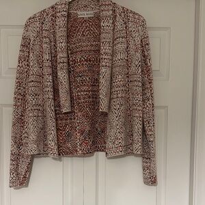 Small Knox Rose Red, Orange and Cream Open Front Cardigan